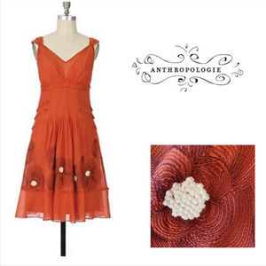 Anthropologie Poppy Fields sundress burnt orange dress size 12